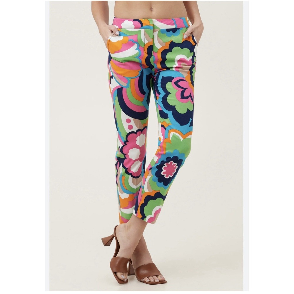 New Trina Turk Moss 2 Slim Cropped Pants. Floral Cloud. Size 4. - Picture 2 of 7
